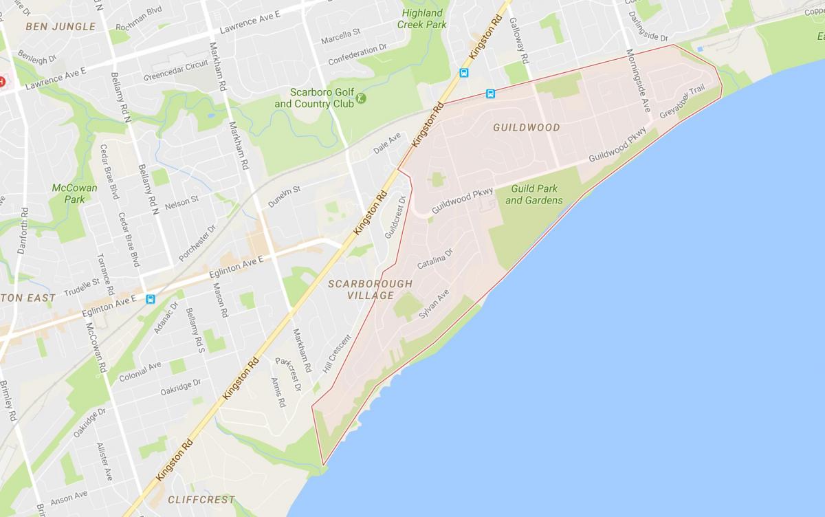 Kaart van Guildwood buurt van Toronto