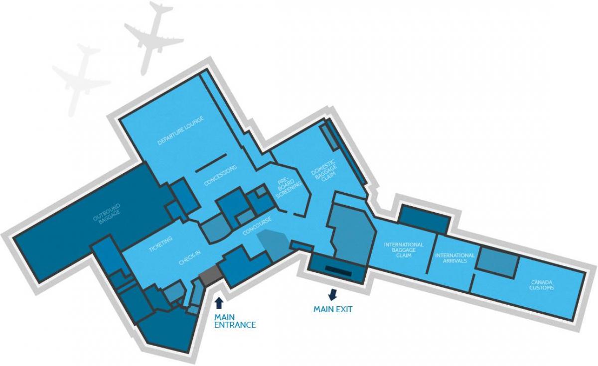 Kaart van Hamilton vliegveld terminal