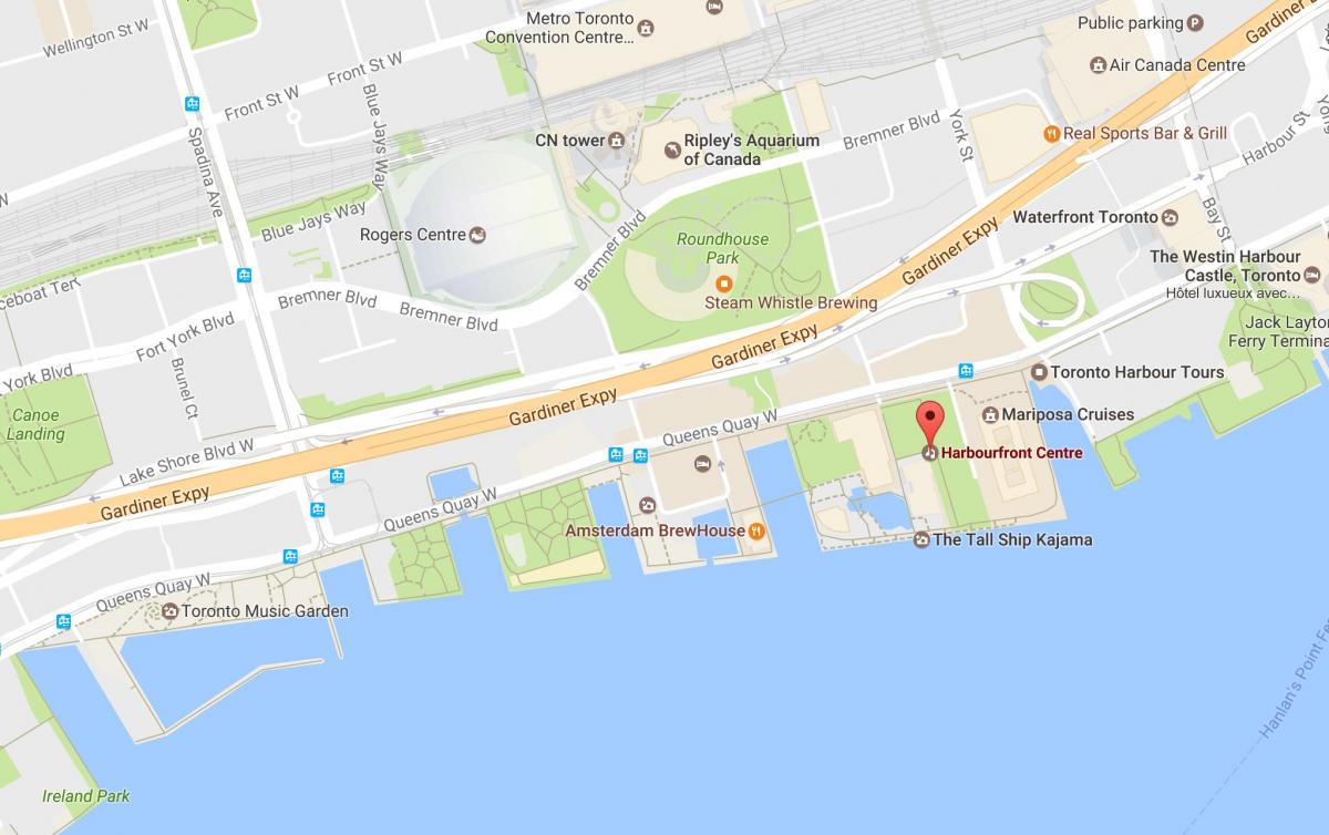 Kaart van Harbourfront buurt van Toronto