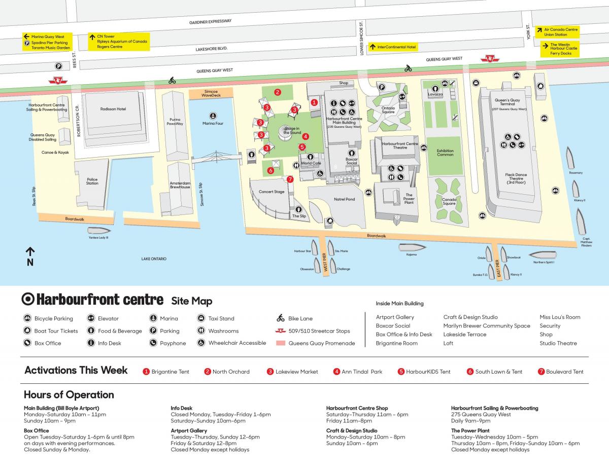 Kaart van Harbourfront centre parkeren