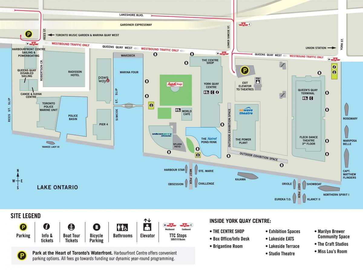 Kaart van Harbourfront Centre Toronto