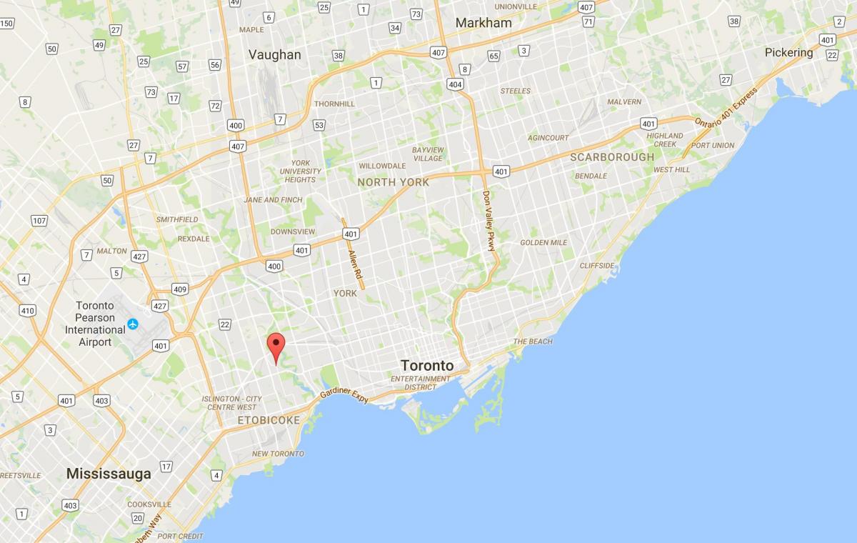 Kaart van De Kingsway district van Toronto