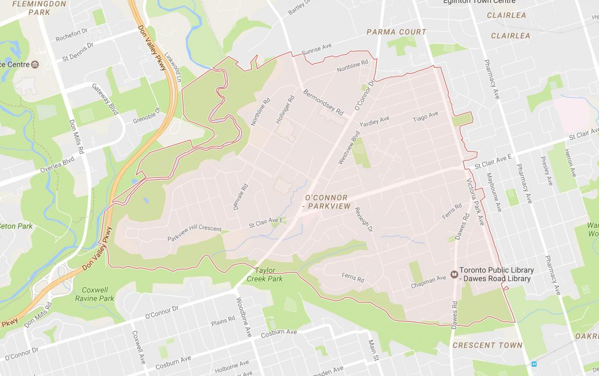Kaart van Het ruiterpad buurt van Toronto