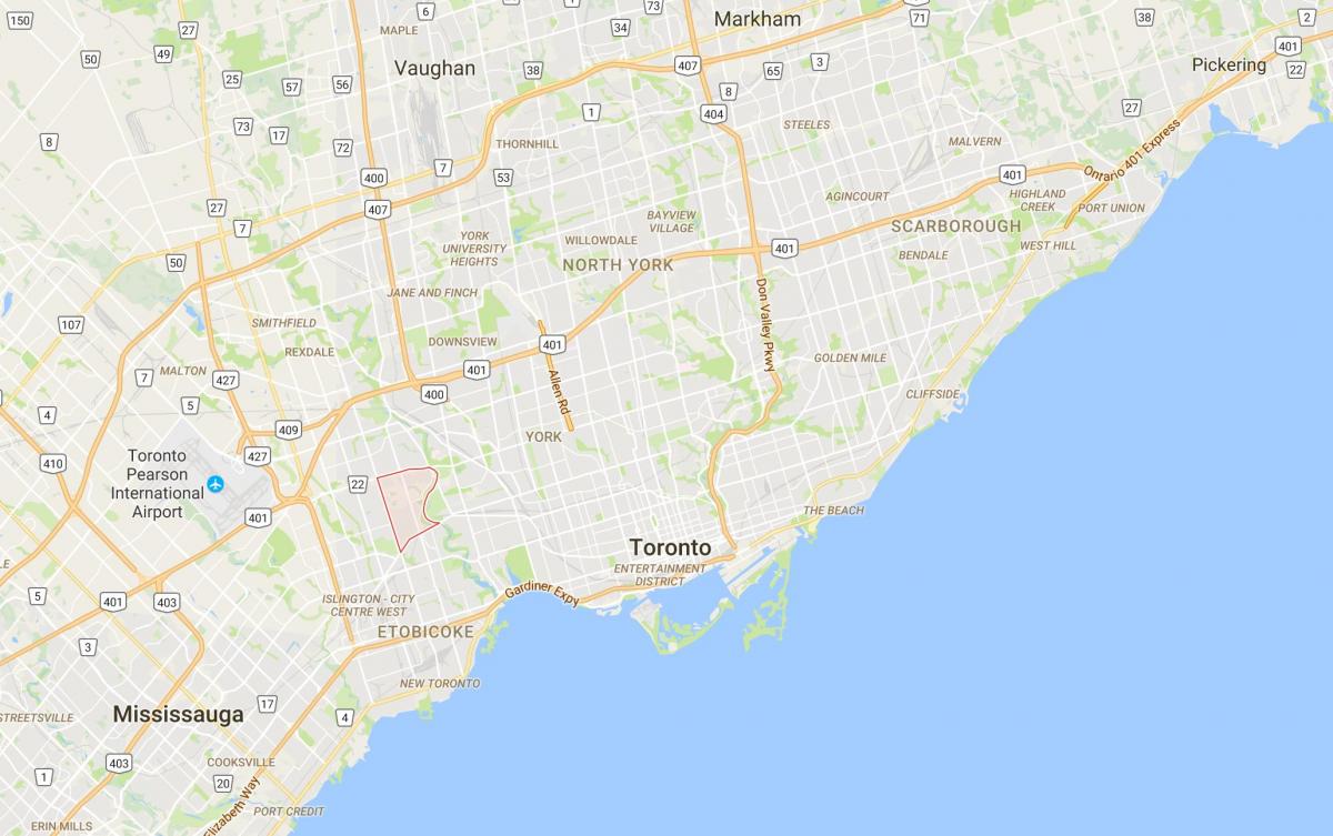 Kaart van de Humber Valley Village district van Toronto