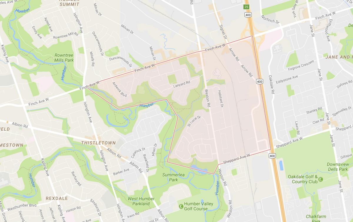Kaart van Humbermede buurt van Toronto
