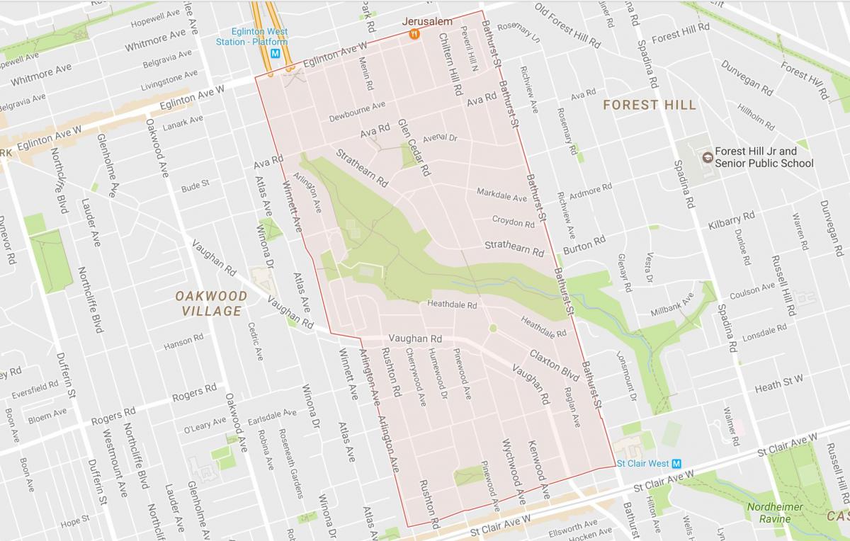 Kaart van Humewood–Cedarvale buurt van Toronto