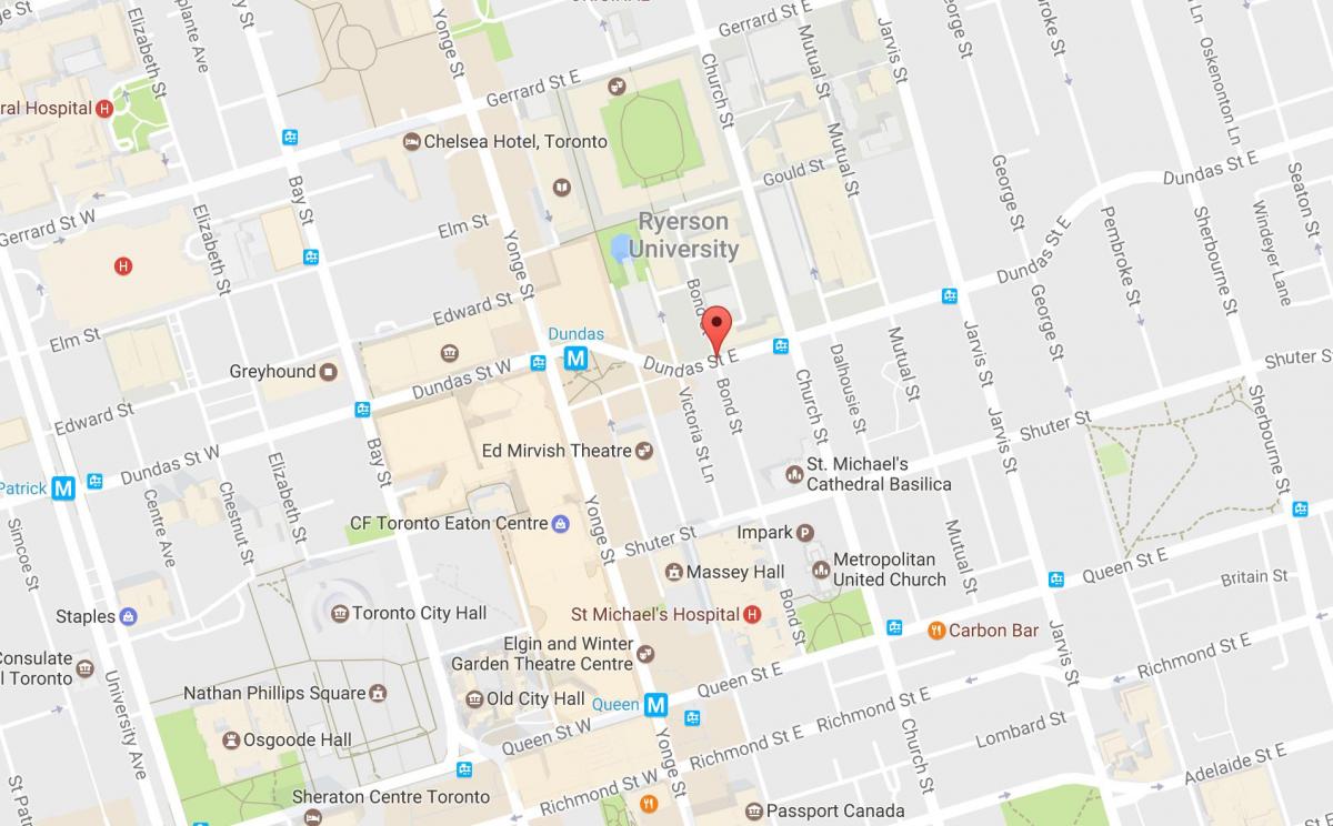 Kaart van Bond street, Toronto