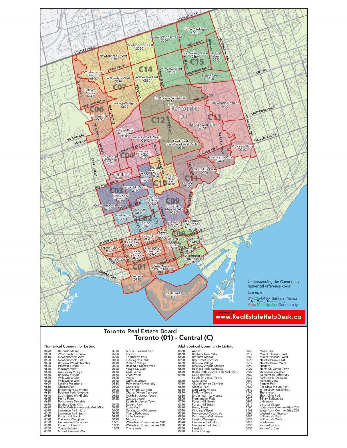 Kaart van het Centrum van Toronto