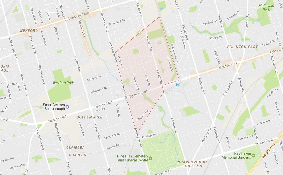 Kaart van Ionview buurt van Toronto