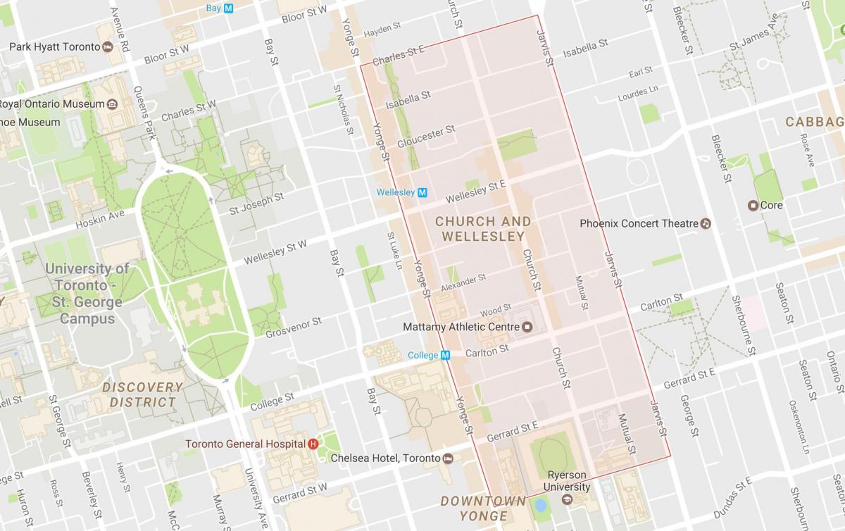 Kaart van Kerk en Wellesley buurt van Toronto