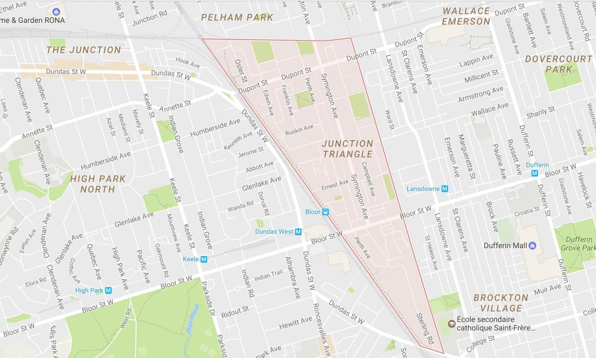 Kaart van de Kruising Driehoek buurt van Toronto
