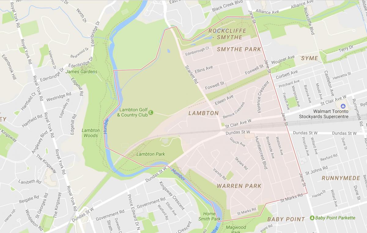Kaart van Lambton buurt van Toronto