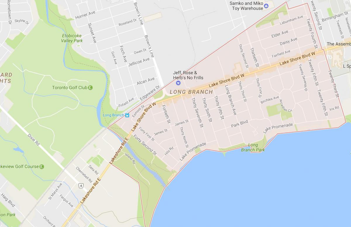 Kaart van Long Branch buurt van Toronto