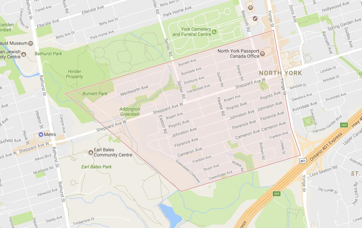 Kaart van Lansing buurt van Toronto