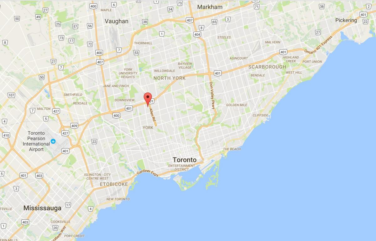 Kaart van Lawrence Heights district van Toronto