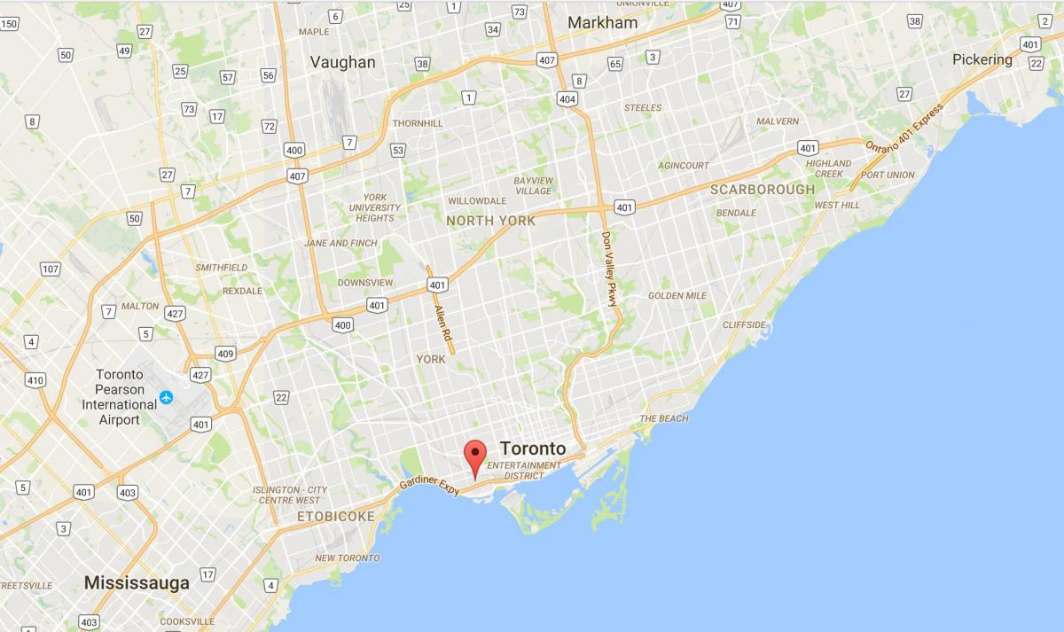 Kaart van Liberty Village district van Toronto
