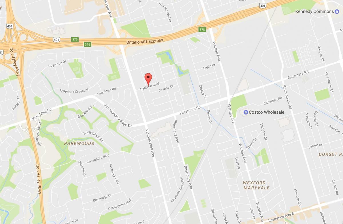 Kaart van Maryvalen eighbourhood Toronto