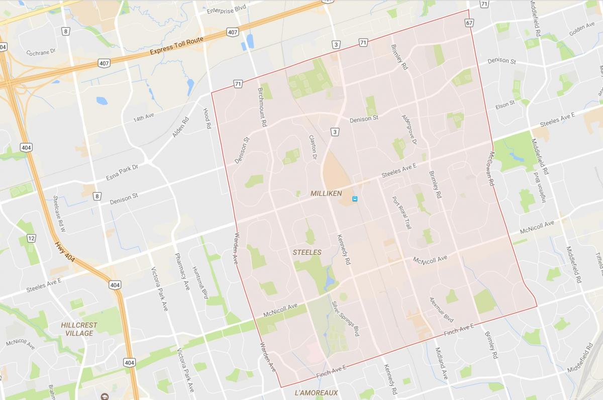 Kaart van Milliken buurt van Toronto