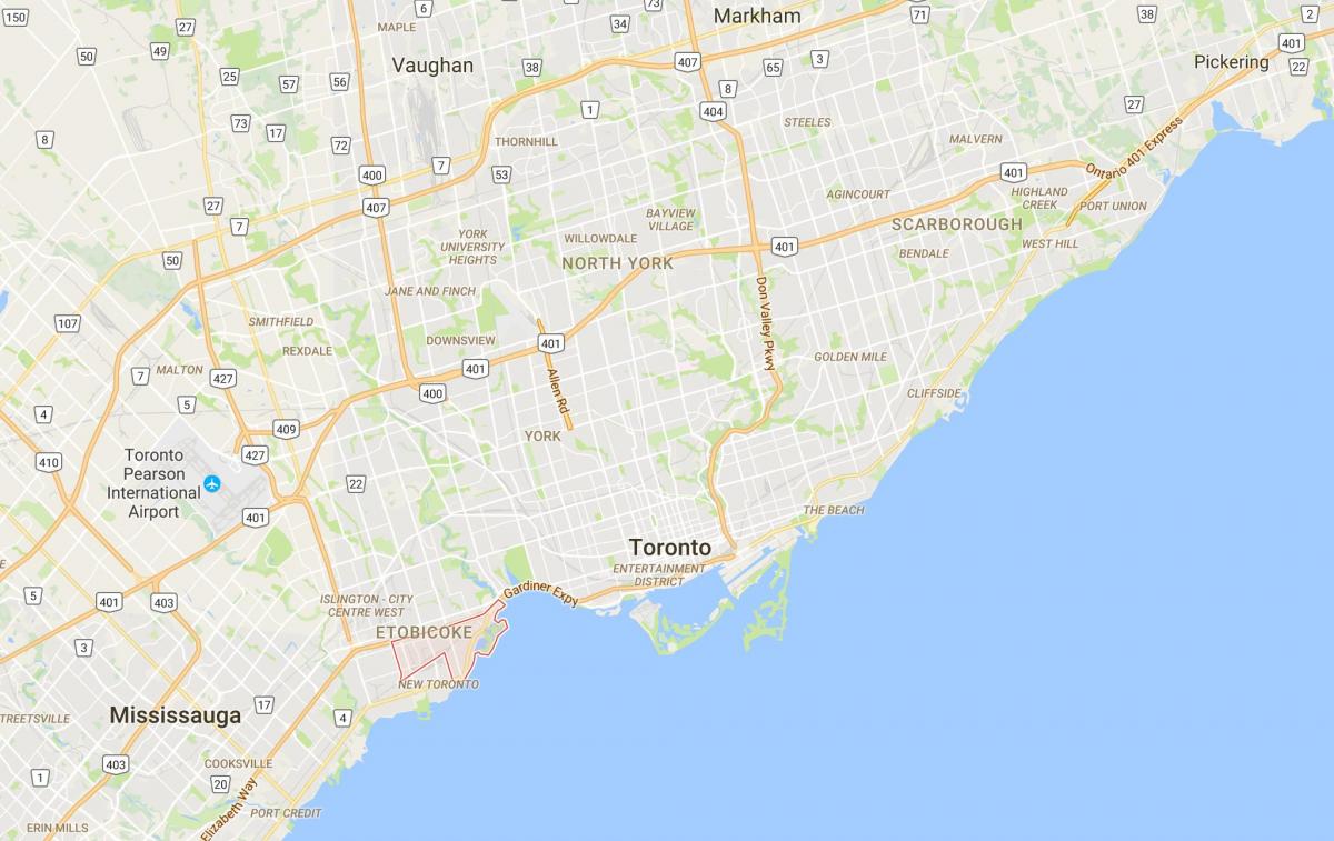 Kaart van Mimico district van Toronto
