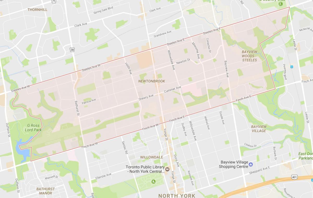 Kaart van Newtonbrook buurt van Toronto