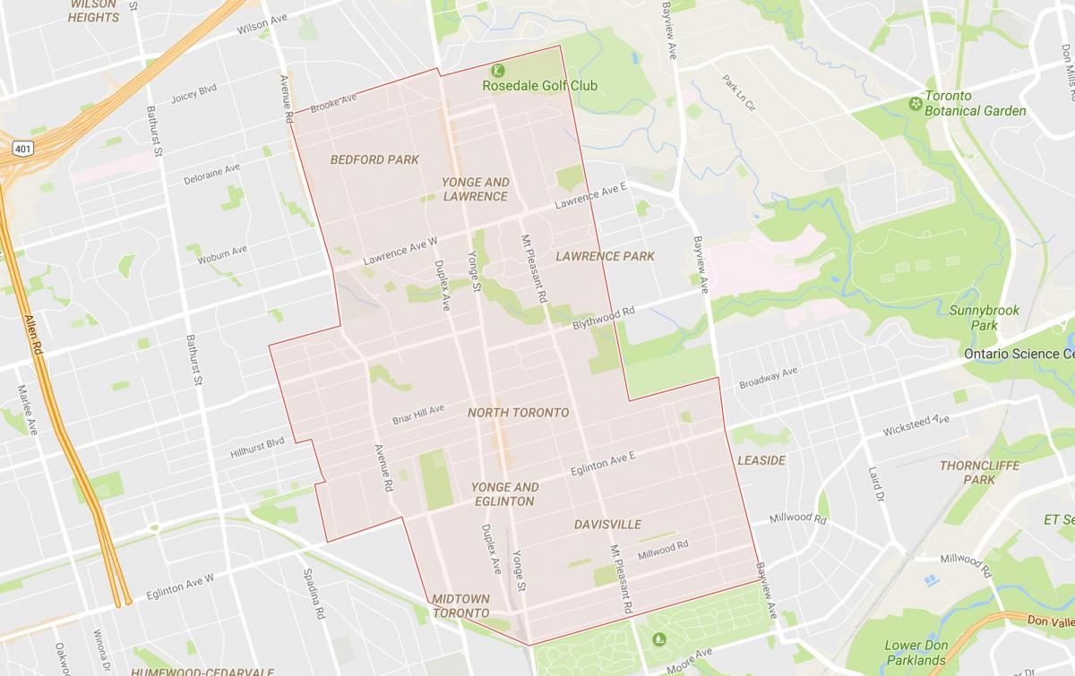 Kaart van Noord-buurt Toronto