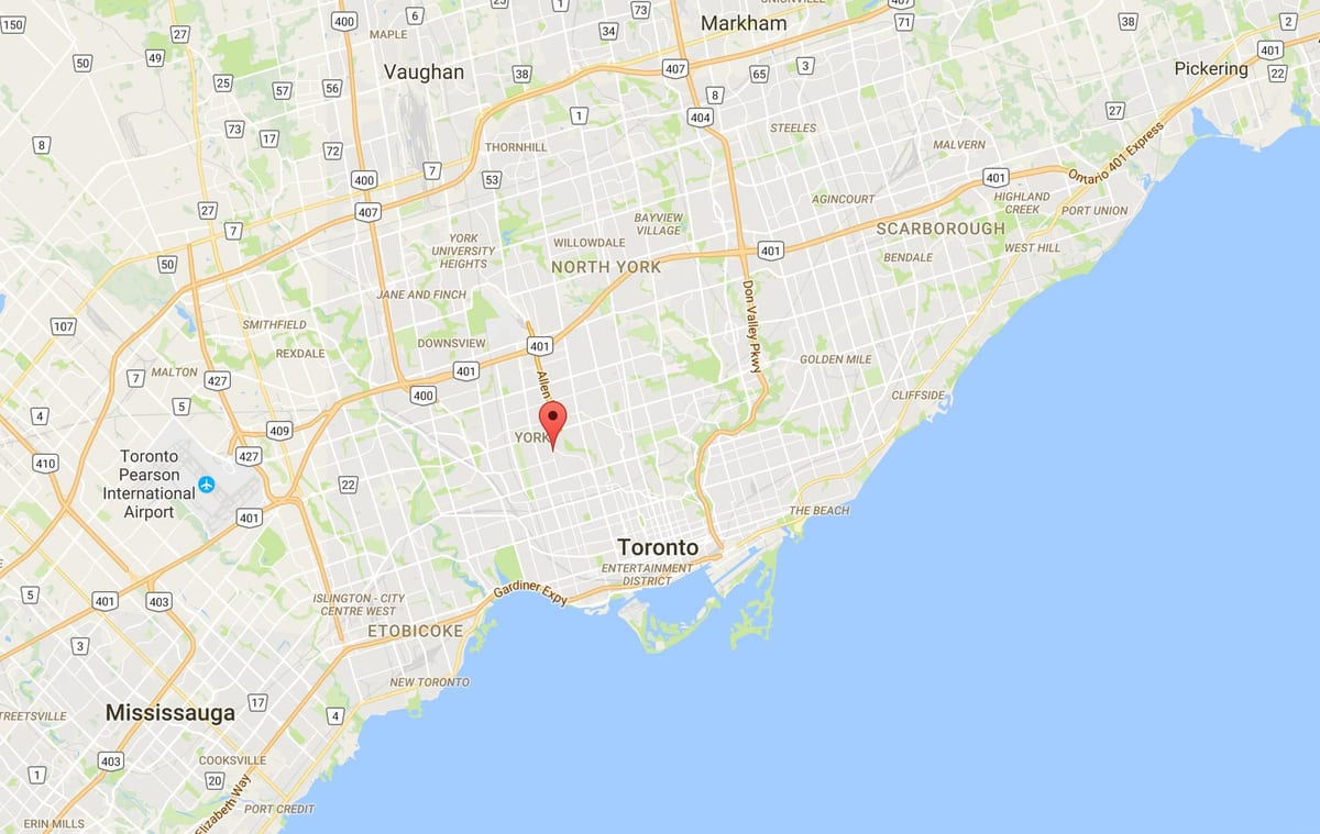 Kaart van Oakwood–Vaughan district van Toronto