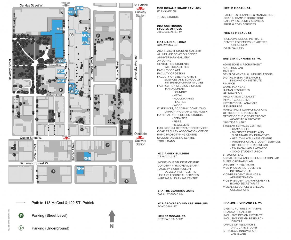 Kaart van OCAD University Toronto