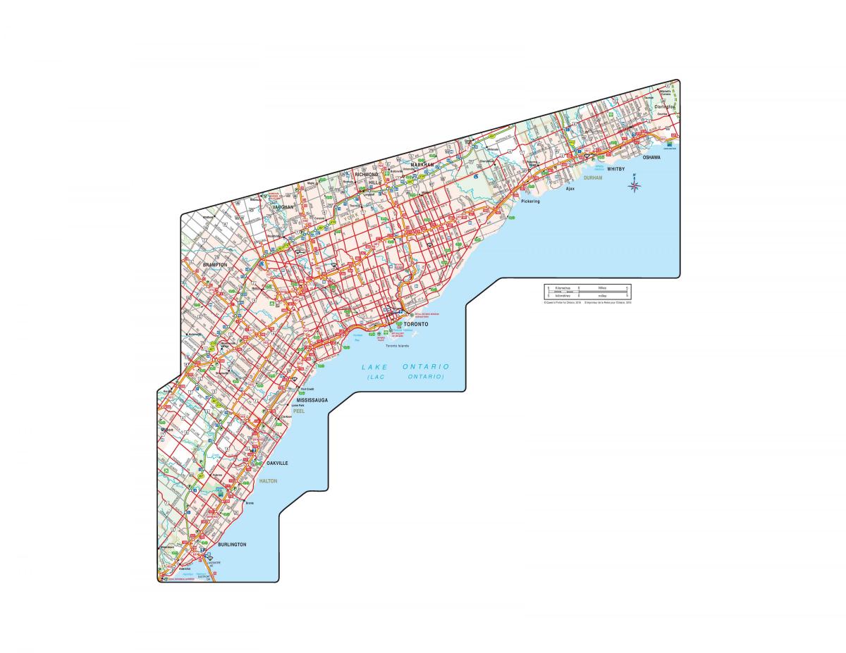 Kaart van de officiële Weg van Ontario