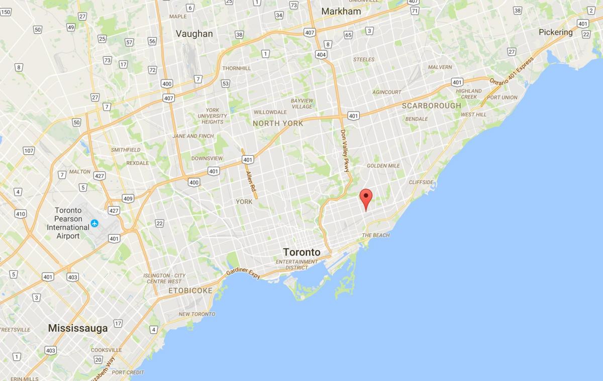 Kaart van Oost-district Toronto Danforth