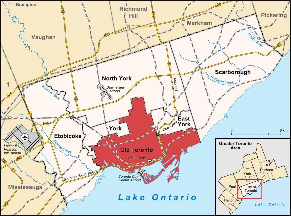 Kaart van het Oude Toronto