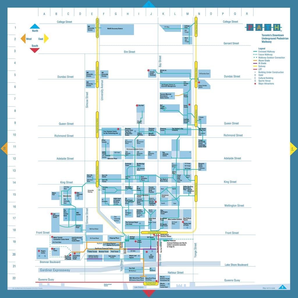 Kaart van het Pad Financiële District van Toronto