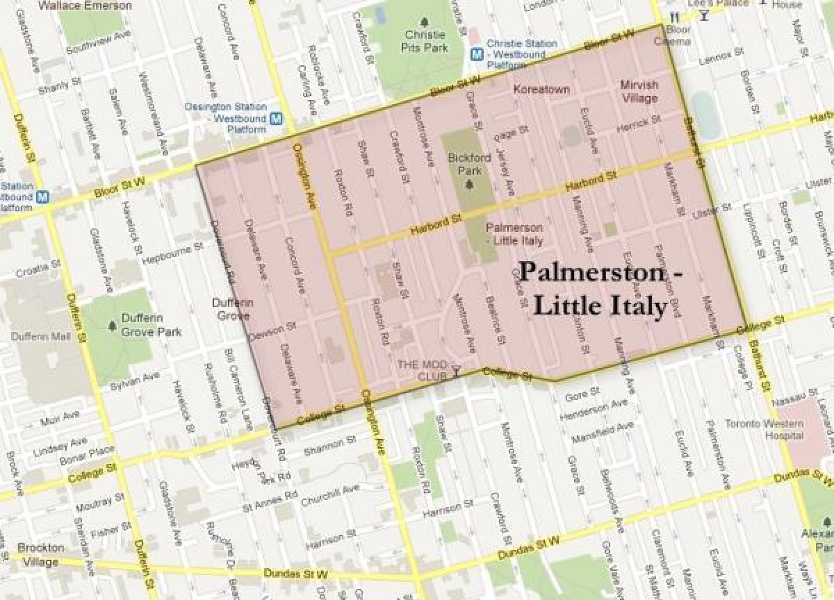 Kaart van Palmerston little Italy Toronto