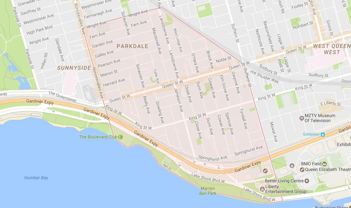 Kaart van Parkdale buurt van Toronto