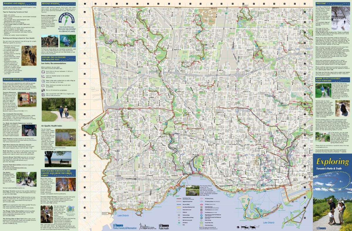 Kaart van parken en wandelpaden Westen van Toronto