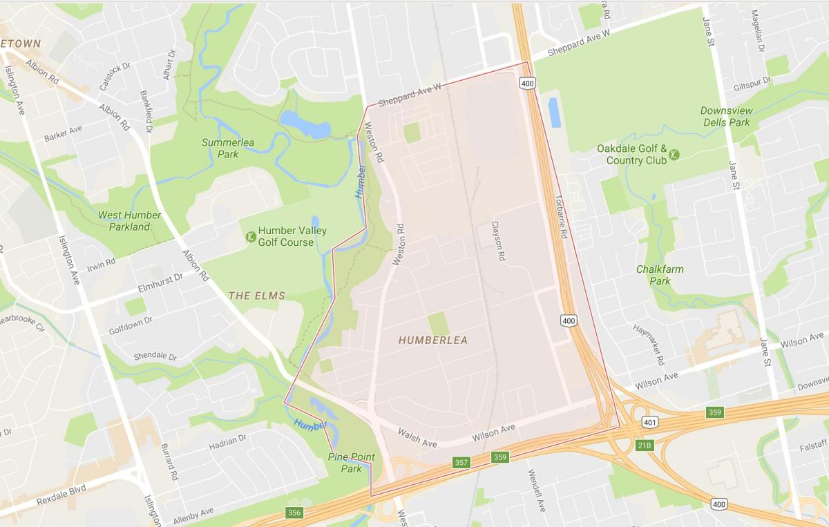 Kaart van Pelmo Park – Humberlea buurt van Toronto