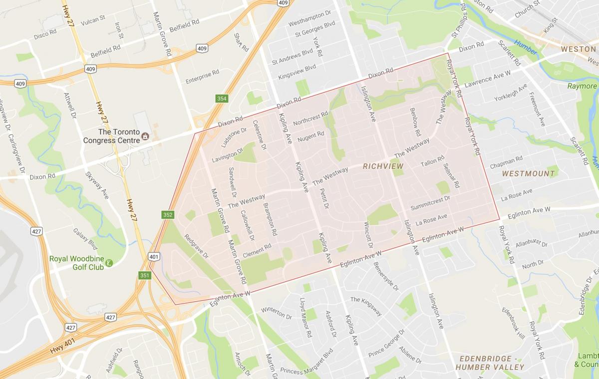 Kaart van Richview buurt van Toronto