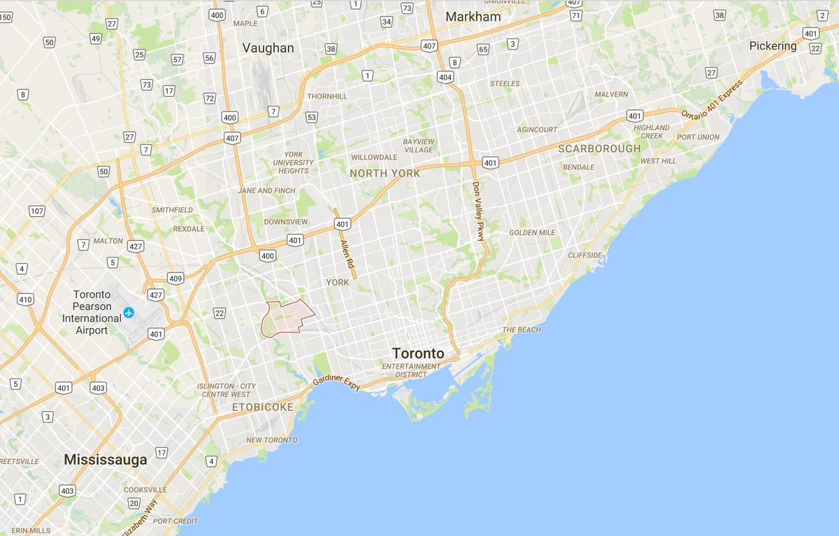 Kaart van Rockcliffe–Smythe district van Toronto