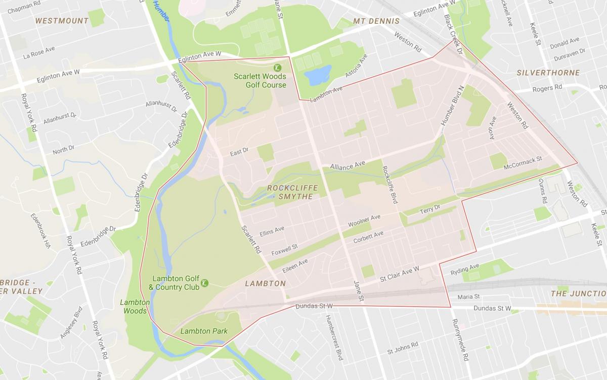 Kaart van Rockcliffe–Smythe buurt van Toronto