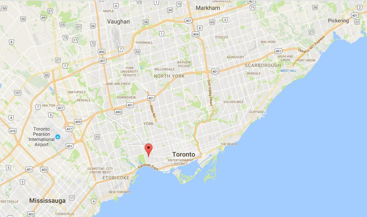 Kaart van Roncesvalles district van Toronto