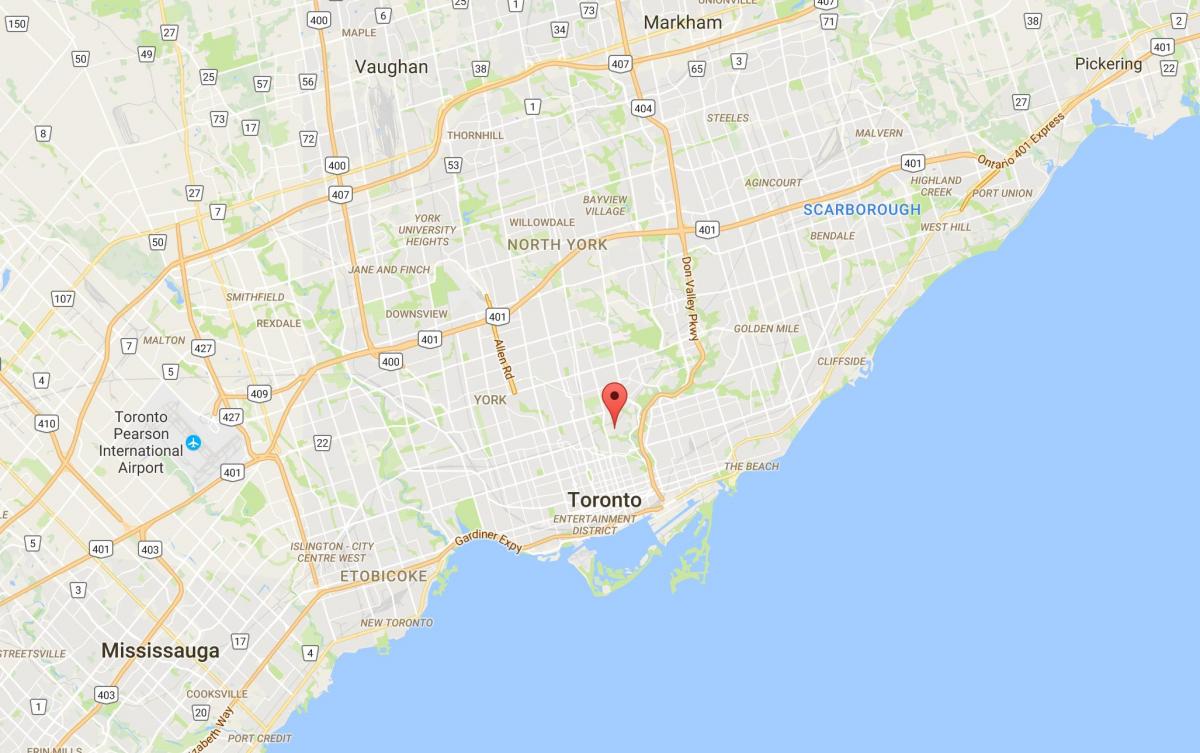 Kaart van Rosedale district van Toronto
