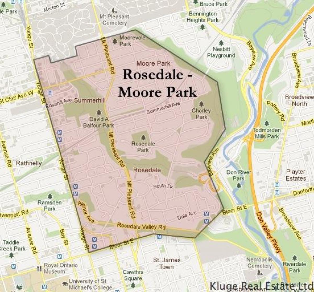 Kaart van Rosedale Moore Park, Toronto