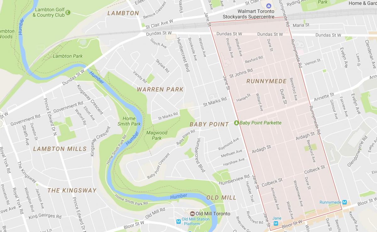 Kaart van Runnymede buurt van Toronto