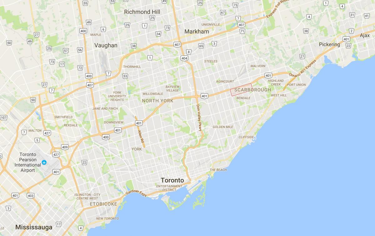Kaart van Scarborough Centrum district van Toronto