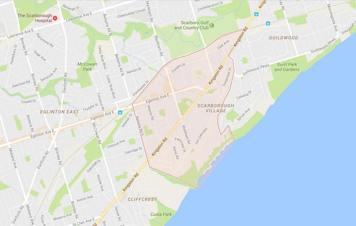 Kaart van Scarborough Dorp wijk van Toronto