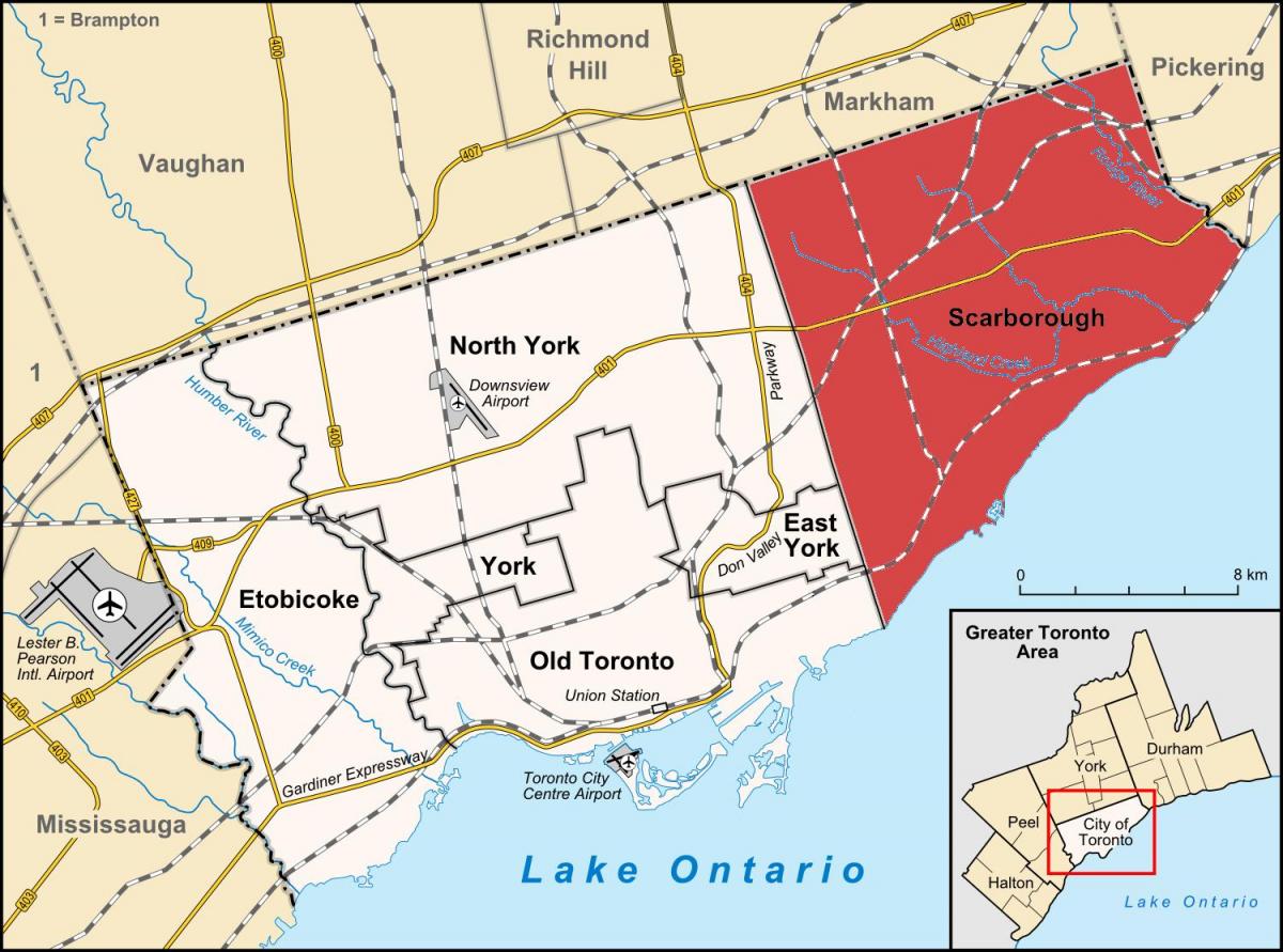 Kaart van Toronto Scarborough