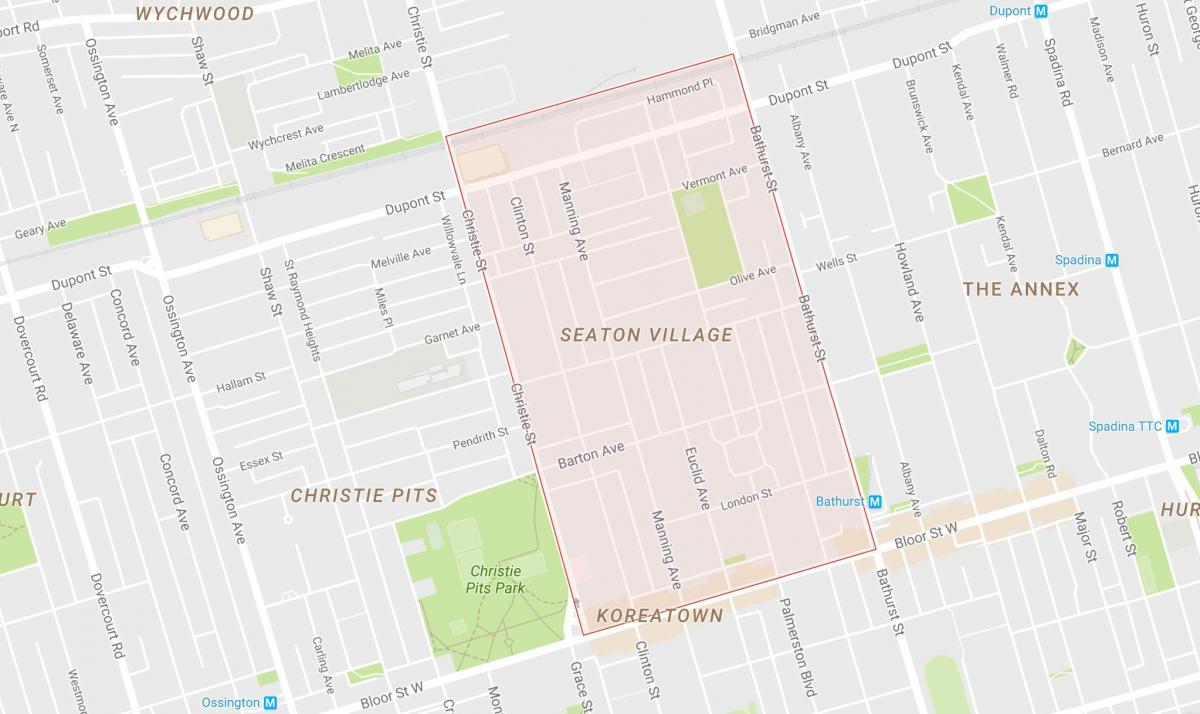 Kaart van Seaton Dorp wijk van Toronto