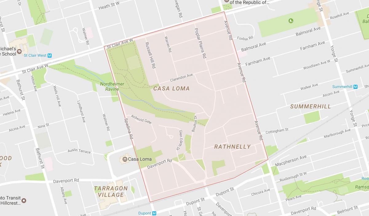 Kaart van Zuid-Hill, een wijk van Toronto