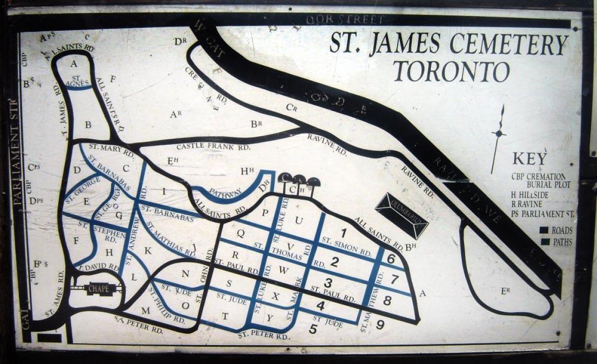 Kaart van St James begraafplaats