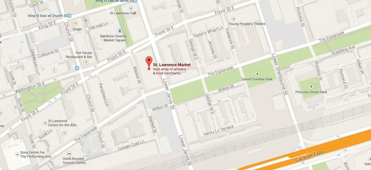 Kaart van St Lawrence market