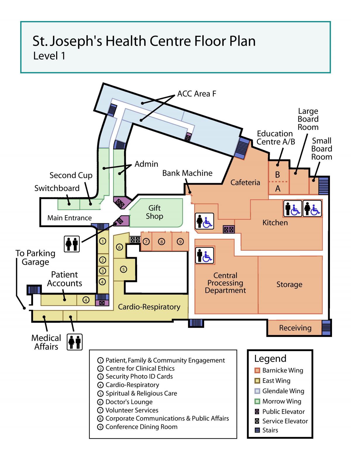 Kaart van St. Joseph ' s Health centre Toronto niveau 1